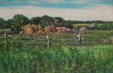 Ploughmen in a Fenced Field